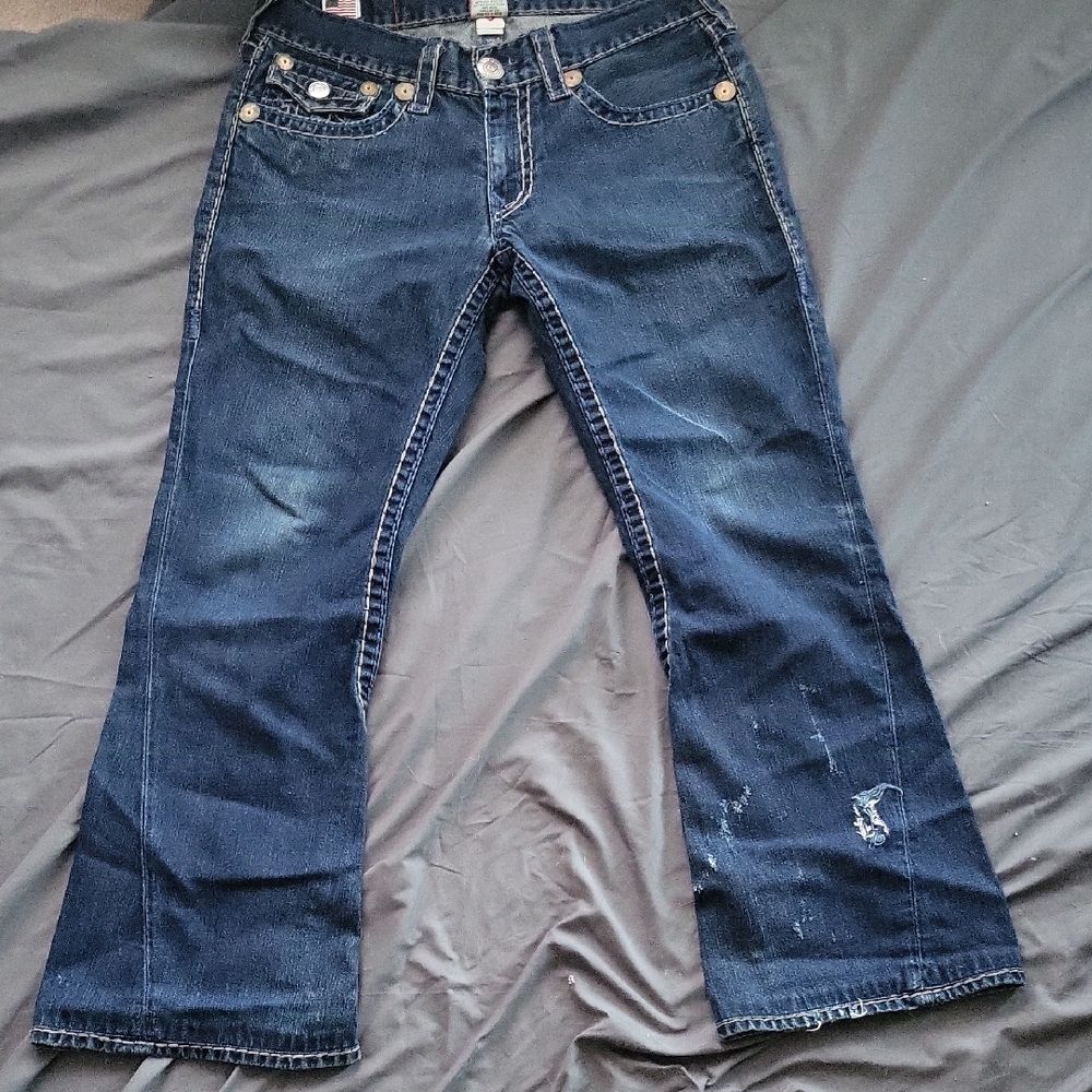 Vintage True Religion Joey Super T Dark Blue Flare Jeans